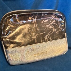 Bebe Metallic Silver and Black cosmetics Pouch